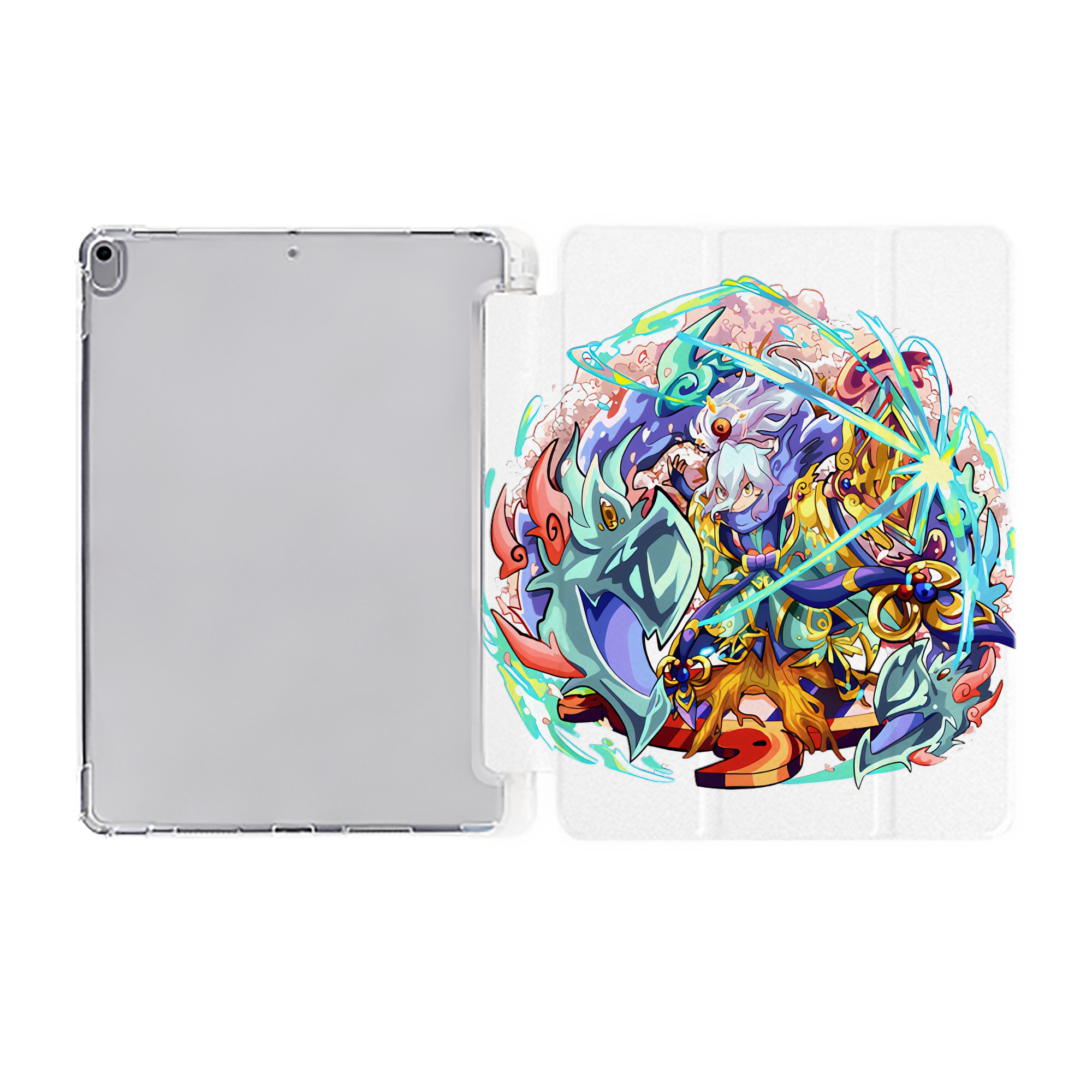 （画像用） 妖怪ウォッチ Yo-kai Watch IPad ケース ペン収納付き 三つ折りスタンド PUレザー×シリコン 対応機種9.5/10.5/10.9インチ